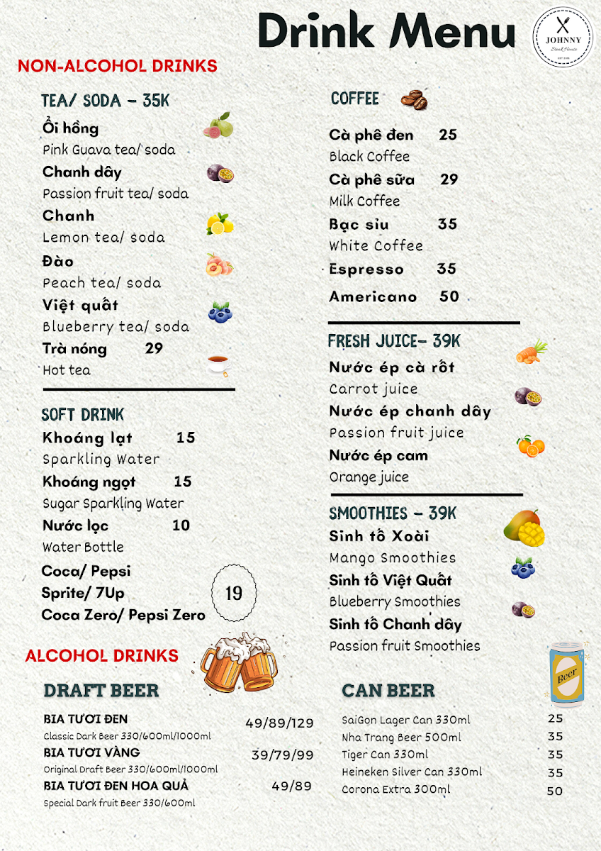 Menu Johnny Steak House 1-1