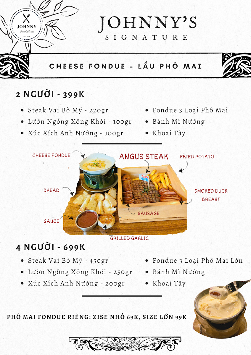 Menu Johnny Steak House 1-3