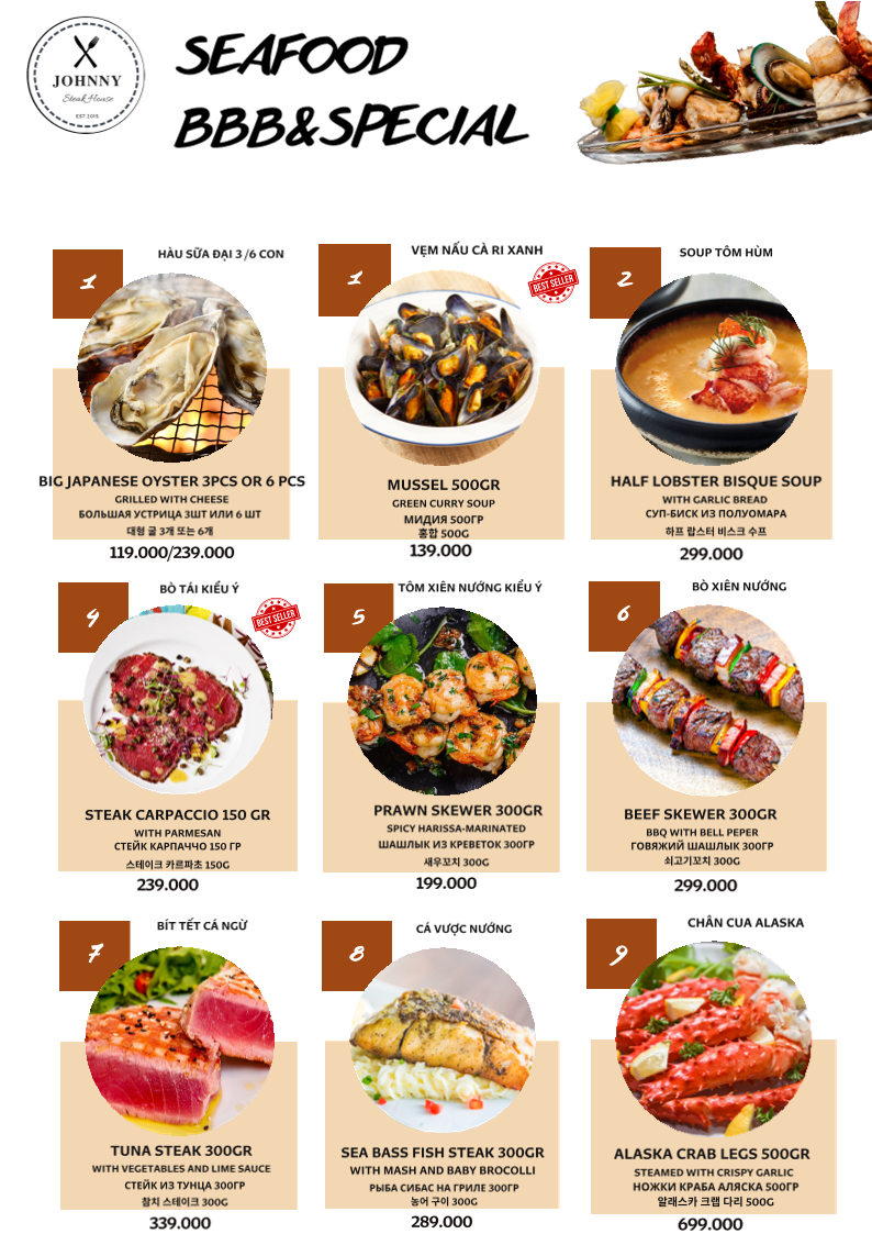 Menu Johnny Steak House 1-5