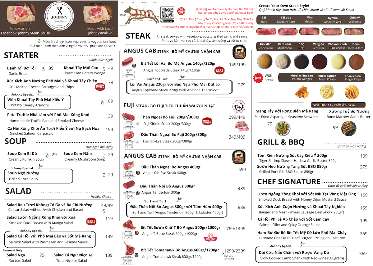 Menu Johnny Steak House 1-6