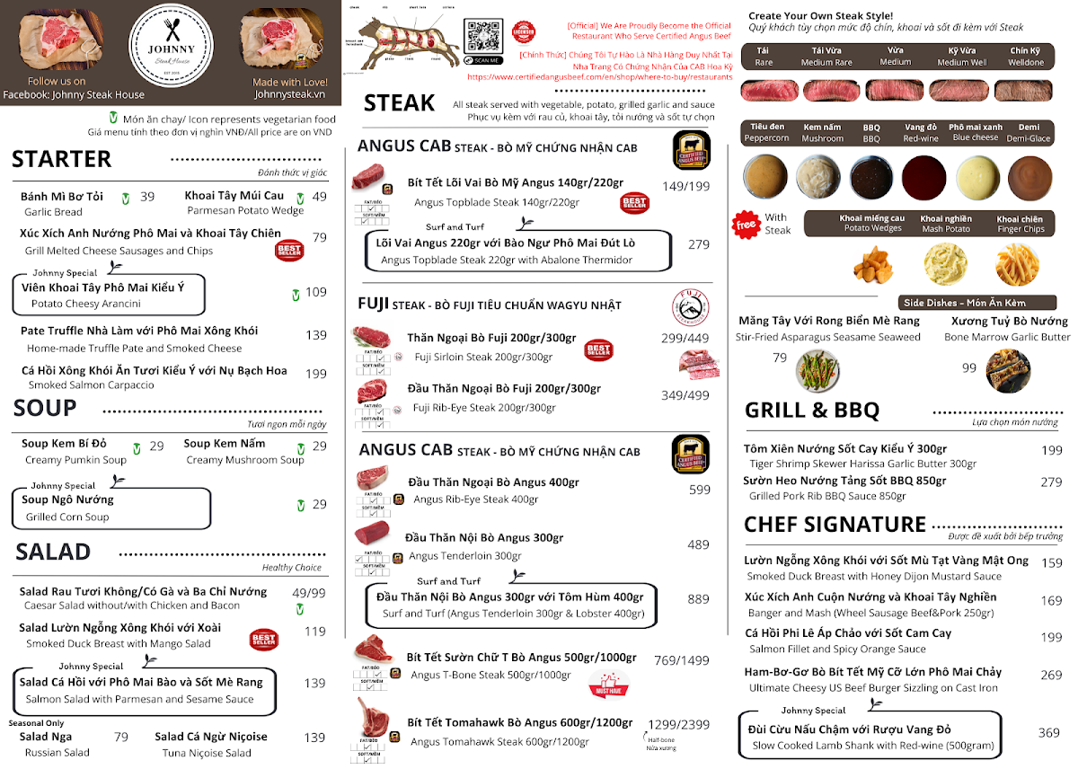 Menu Johnny Steak House 1-9